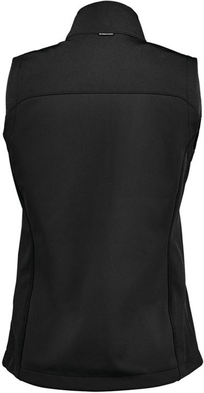 Am image of a Custom Stormtech Womens Cascades Softshell Vest in Black!