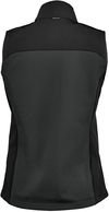 Am image of a Custom Stormtech Womens Cascades Softshell Vest in Dolphin/Black!