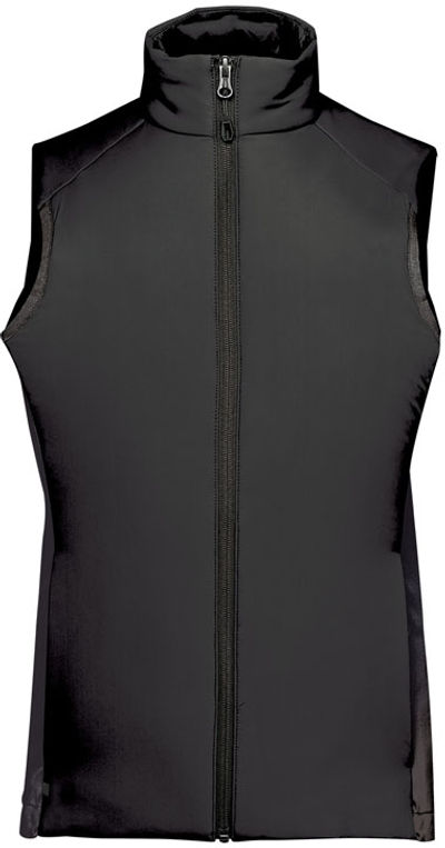 Am image of a Custom Stormtech Womens Cascadia Thermal Vest in Black!