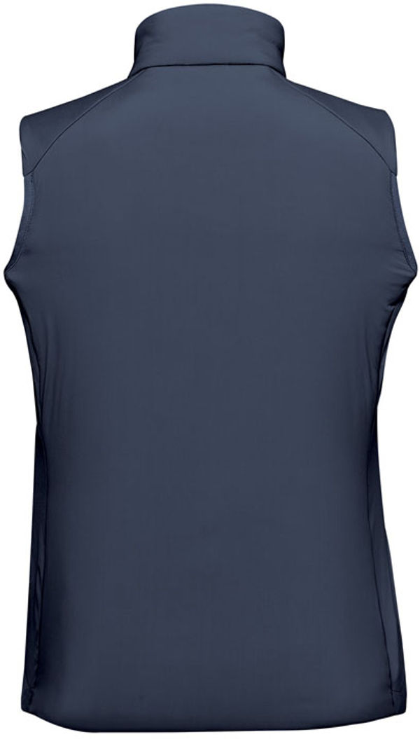 Am image of a Custom Stormtech Womens Cascadia Thermal Vest in Midnight!