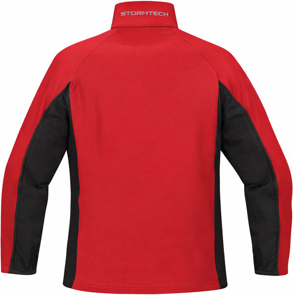 An image of a Custom Stormtech Womens Crew Bonded Shell in RED/ BLACK!