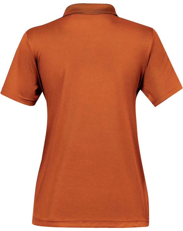 An image of a Custom STORMTECH WOMENS ECLIPSE H2X DRY PIQUE POLO in Rust!