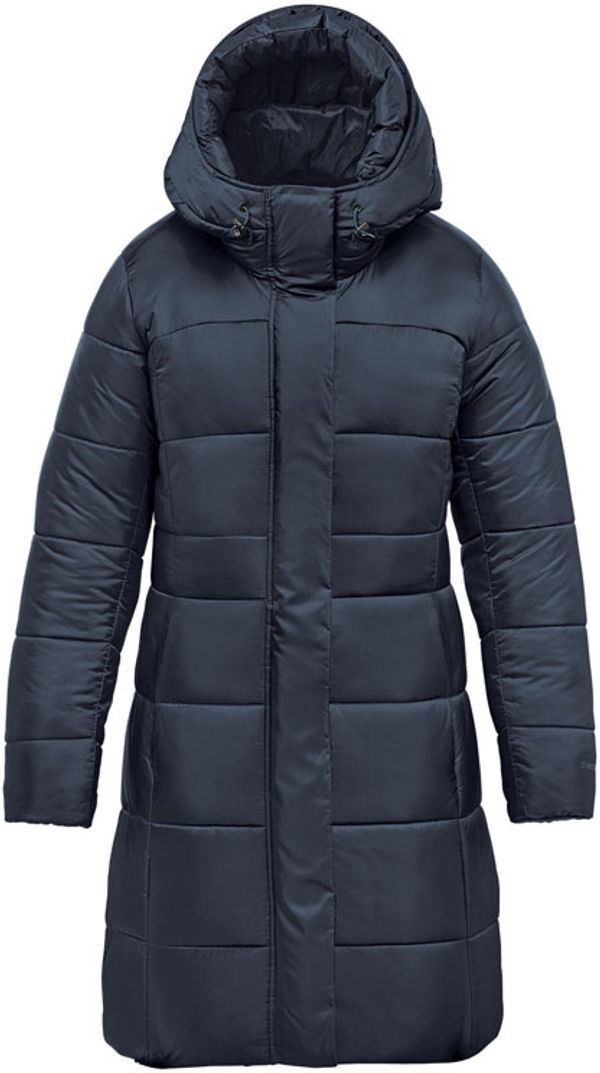 Am image of a Custom Stormtech Womens Elkridge Parka in Midnight!