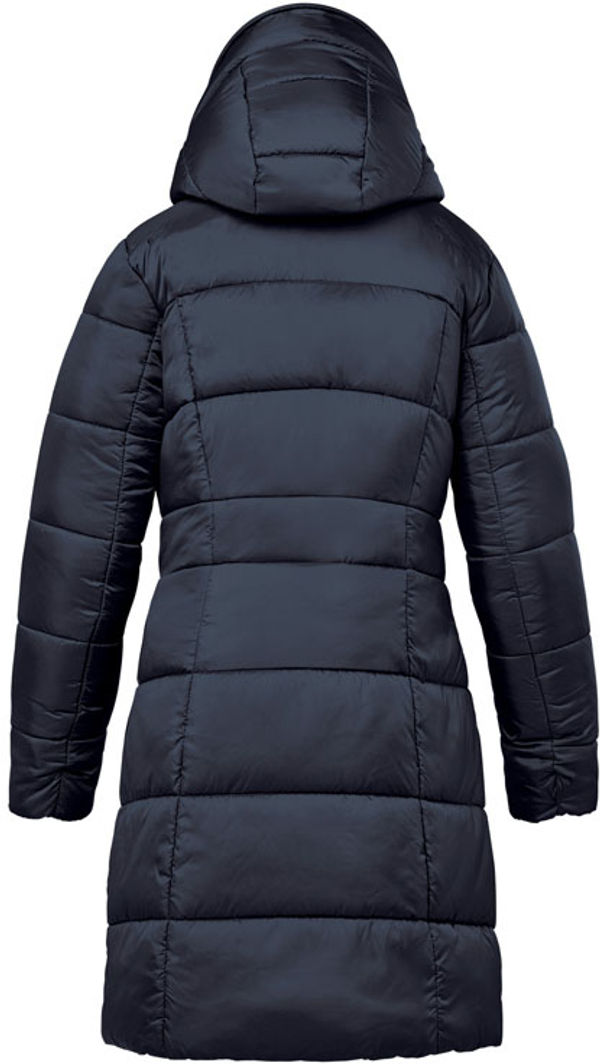 Am image of a Custom Stormtech Womens Elkridge Parka in Midnight!