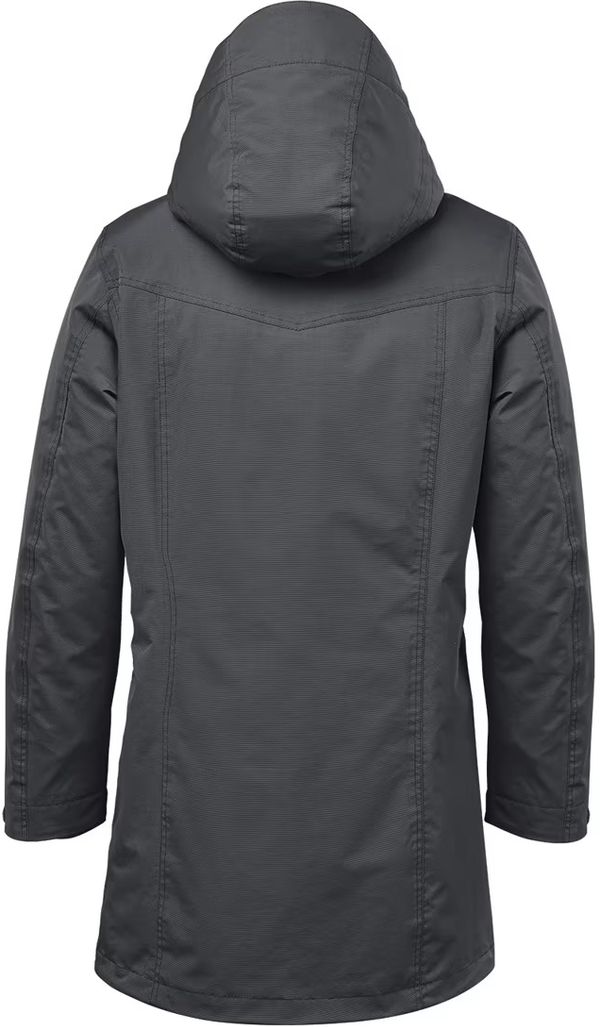 An image of a Custom Stormtech Womens Fairbanks 5 in 1 System Jacket in Graphite!