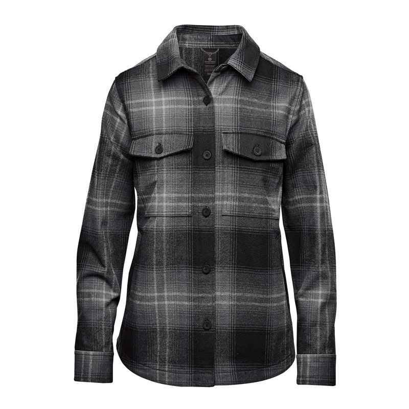 Stormtech Womens Highland Plaid Shacket in Carbon / Black