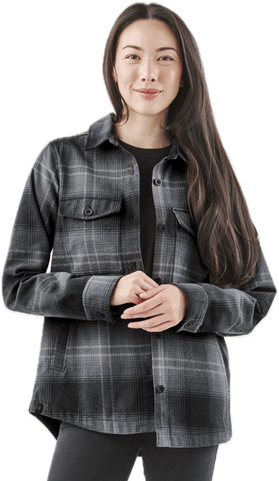 An image of a Custom Stormtech Womens Highland Plaid Shacket!