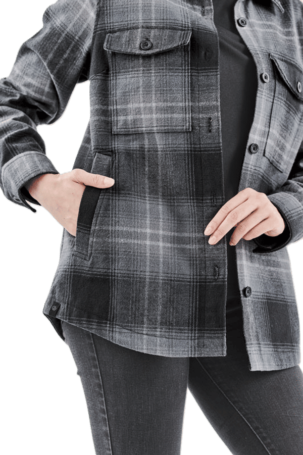 An image of a Custom Stormtech Womens Highland Plaid Shacket!