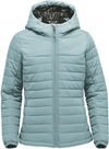 An image of a Custom Stormtech Womens Nautilus Quilted Hoody in Ice Blue!