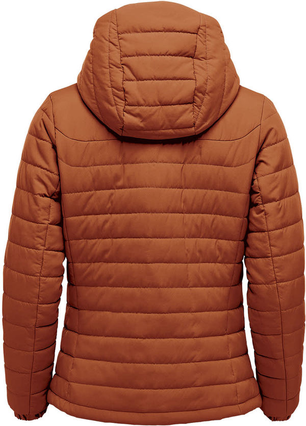 An image of a Custom Stormtech Womens Nautilus Quilted Hoody in Rust!