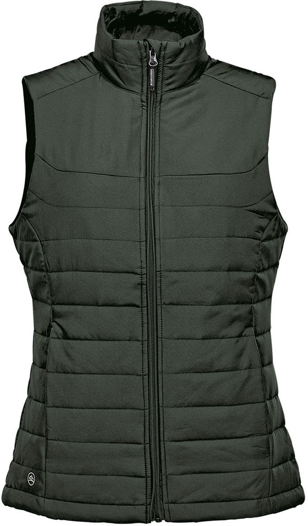 An image of a Custom Stormtech Womens Nautilus Quilted Vest in CYPRESS!