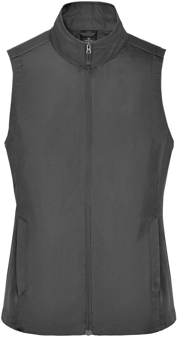 An image of a Custom Stormtech Womens Sierra Lightweight Vest in Granite!