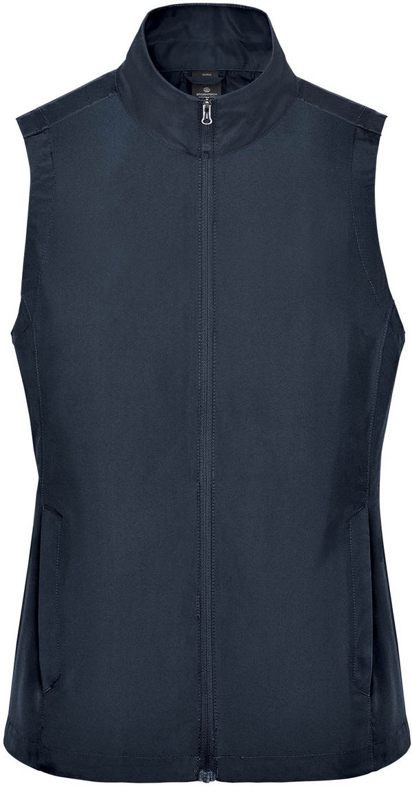 An image of a Custom Stormtech Womens Sierra Lightweight Vest in Navy!