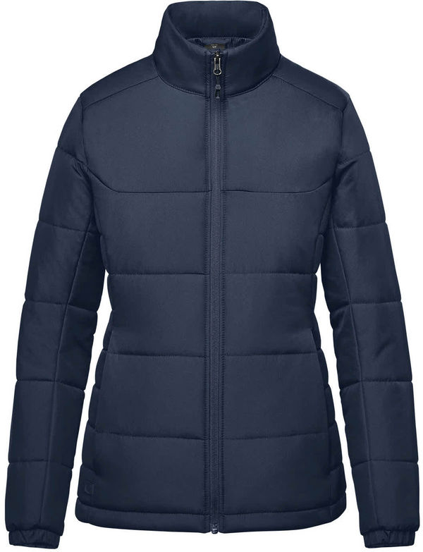 An image of a Custom Stormtech Womens Sierra Quilted Jacket in Navy!