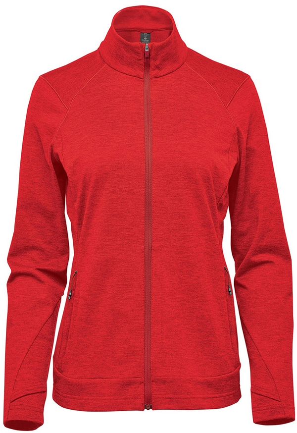 An image of a Custom Stormtech Womens Treeline Performance Jacket in Bright Red!