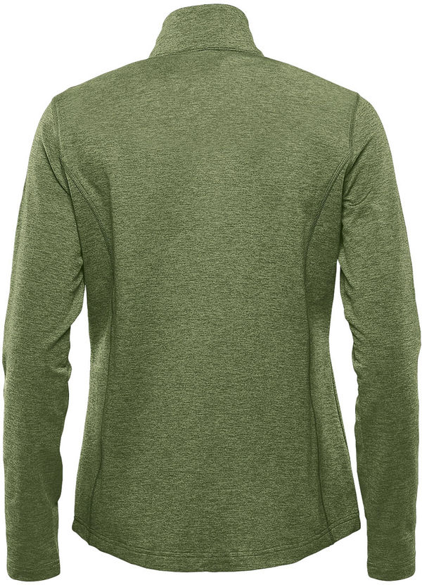 Am image of a Custom Stormtech Womens Treeline Performance Quarter Zip Pullover in Sage Green Heather!