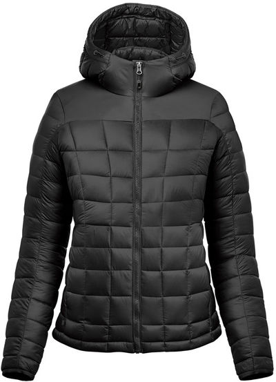 Am image of a Custom Stormtech Womens Tundra Thermal Jacket in Black!