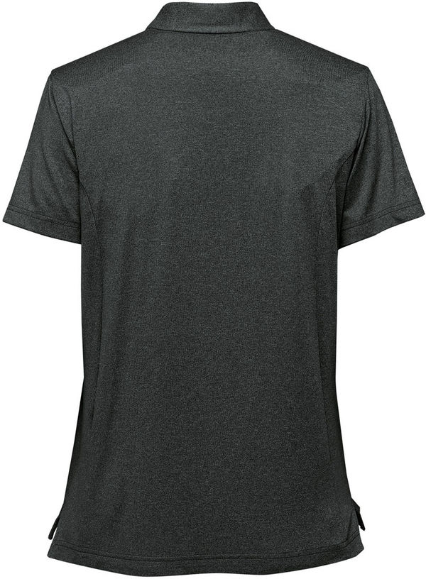 An image of a Custom Stormtech Womens Volante H2X Dry Polo in Charcoal Heather!