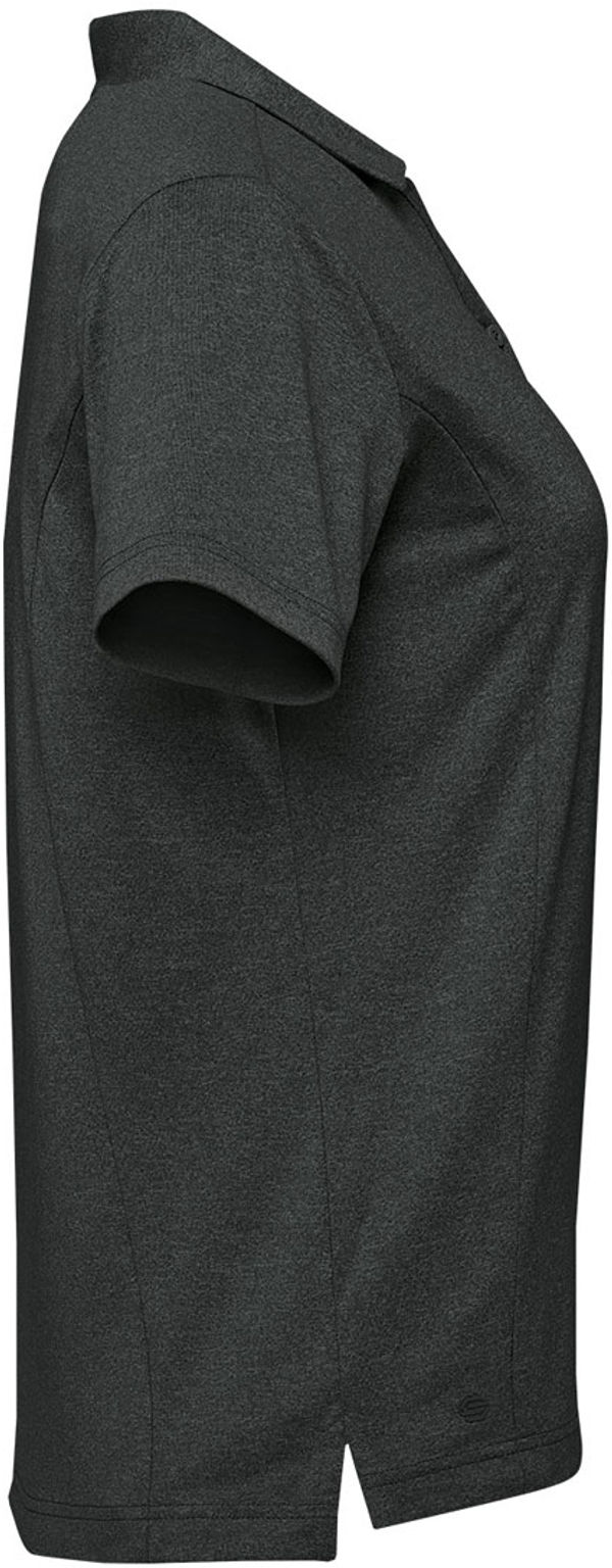 An image of a Custom Stormtech Womens Volante H2X Dry Polo in Charcoal Heather!