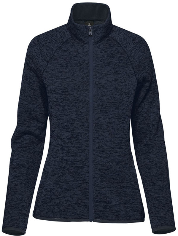 Am image of a Custom Stormtech Womens Yosemite Full Zip Fleece Jacket in Navy Heather!