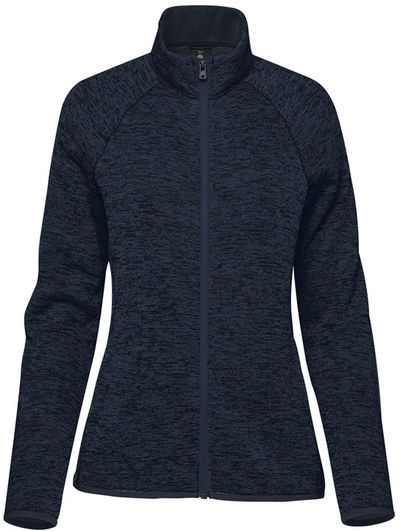 Am image of a Custom Stormtech Womens Yosemite Full Zip Fleece Jacket in Navy Heather!
