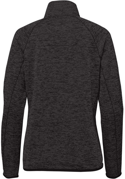 Am image of a Custom Stormtech Womens Yosemite Half Zip Pullover in Black Heather!