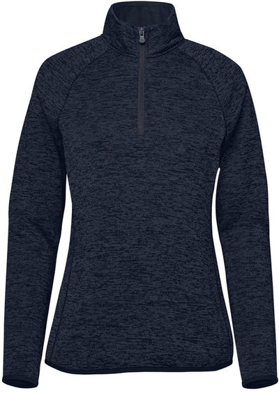 Am image of a Custom Stormtech Womens Yosemite Half Zip Pullover in Navy Heather!