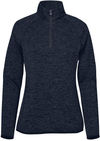 Am image of a Custom Stormtech Womens Yosemite Half Zip Pullover in Navy Heather!