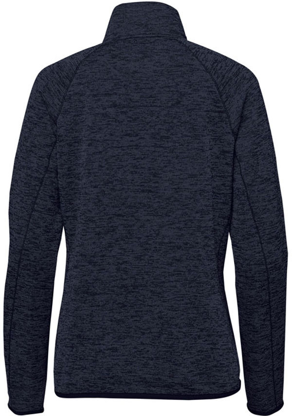 Am image of a Custom Stormtech Womens Yosemite Half Zip Pullover in Navy Heather!