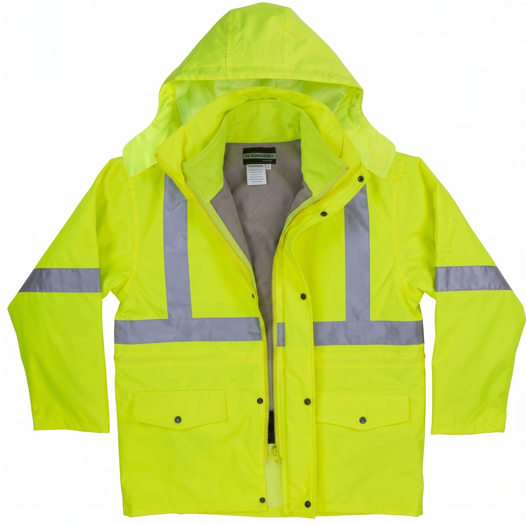 Sumaggo High Visibility 3 in 1 Parka Jacket with Soft Shell Inner Jacket in Lime