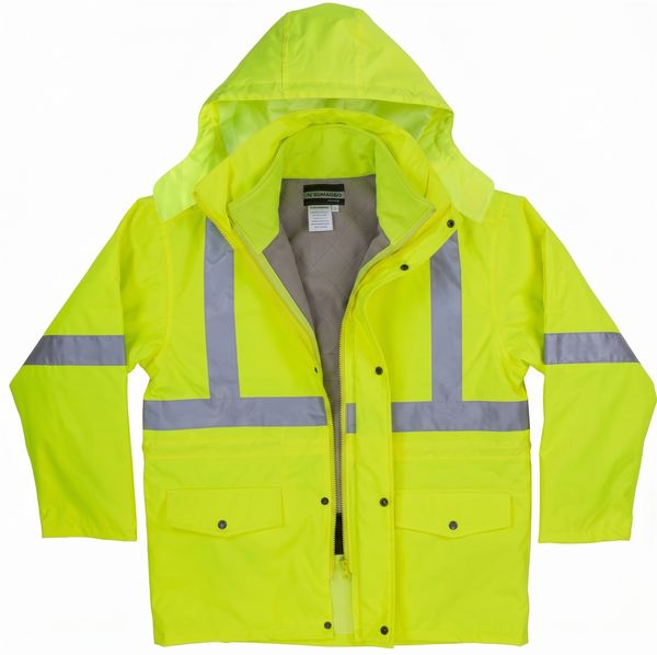 An image of a Custom Sumaggo High Visibility 3 in 1 Parka Jacket with Soft Shell Inner Jacket in Lime!