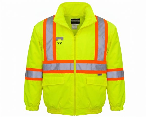 An image of a Custom Sumaggo High Visibility 5 in 1 Jacket with Fleece Inner Jacket in Lime!