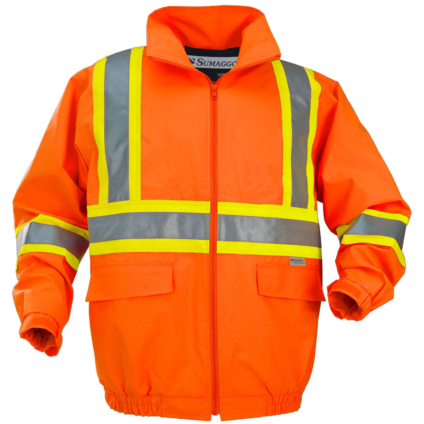 Sumaggo High Visibility Bomber Jacket with Orange Contrasting 3M Reflective Material in Orange