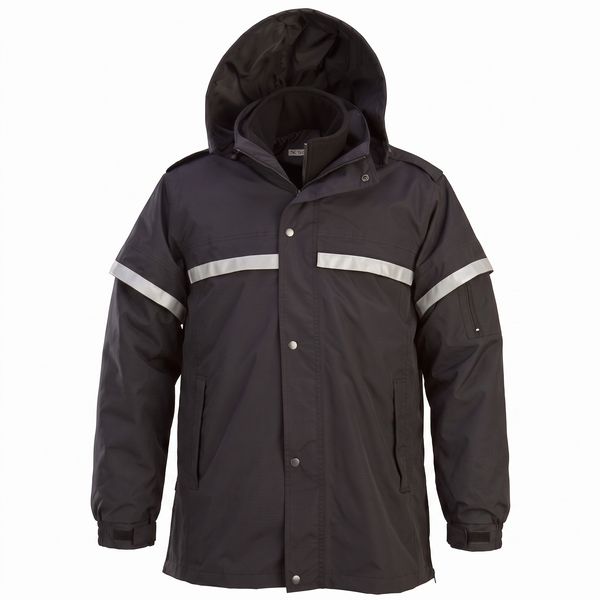 An image of a Custom Sumaggo Oxford Jacket with 3M Reflective Material in Black!