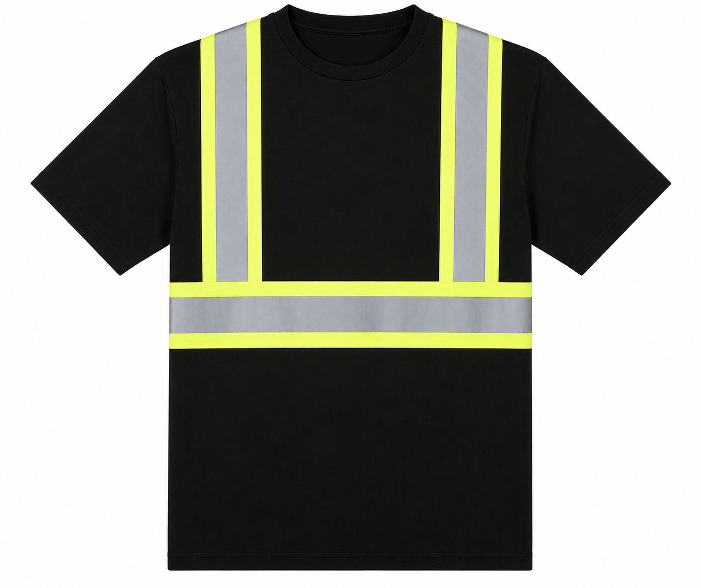 Sumaggo Safety 100 Cotton Short Sleeve T Shirt with 4 Contrasting Stripes in Black