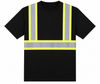 An image of a Custom Sumaggo Safety 100 Cotton Short Sleeve T Shirt with 4 Contrasting Stripes in Black!