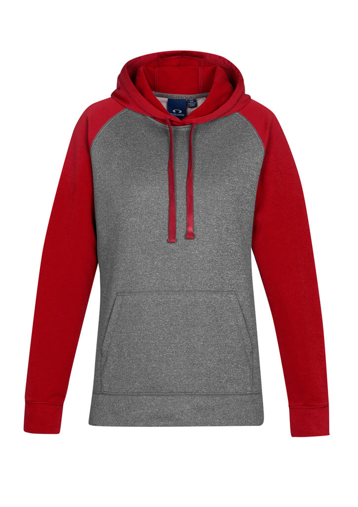 Biz Collection Hype Ladies Two Tone Hoodie in Grey Marle/Red