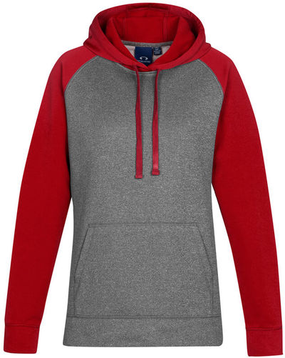 Am image of a Custom Biz Collection Hype Ladies Two Tone Hoodie in Grey Marle/Red!