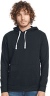 Am image of a Custom Next Level Unisex Pullover Hooded Sweatshirt in Graphite Black!
