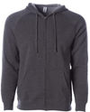 Am image of a Custom Independent Trading Co Unisex Special Blend Zip Hooded Sweatshirt in Carbon Charcoal Heather!