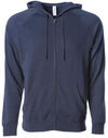 Am image of a Custom Independent Trading Co Unisex Special Blend Zip Hooded Sweatshirt in Classic Navy!