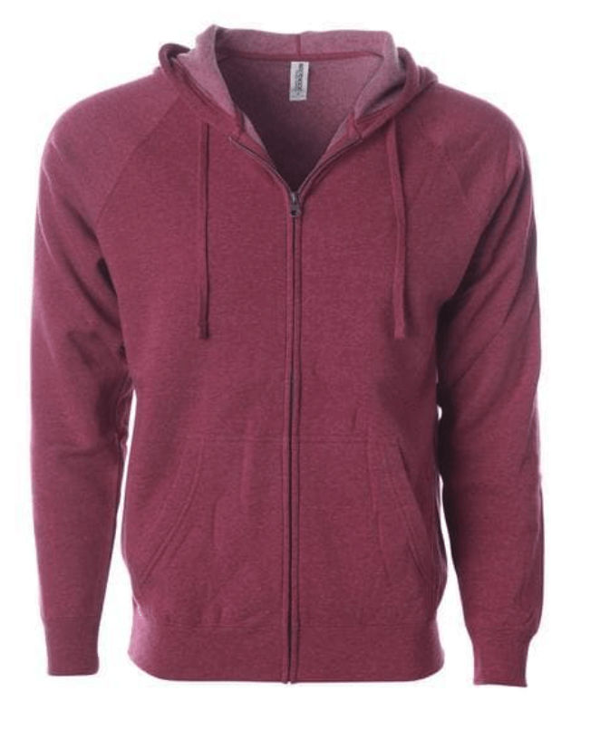 Independent Trading Co Unisex Special Blend Zip Hooded Sweatshirt in Crimson Heather