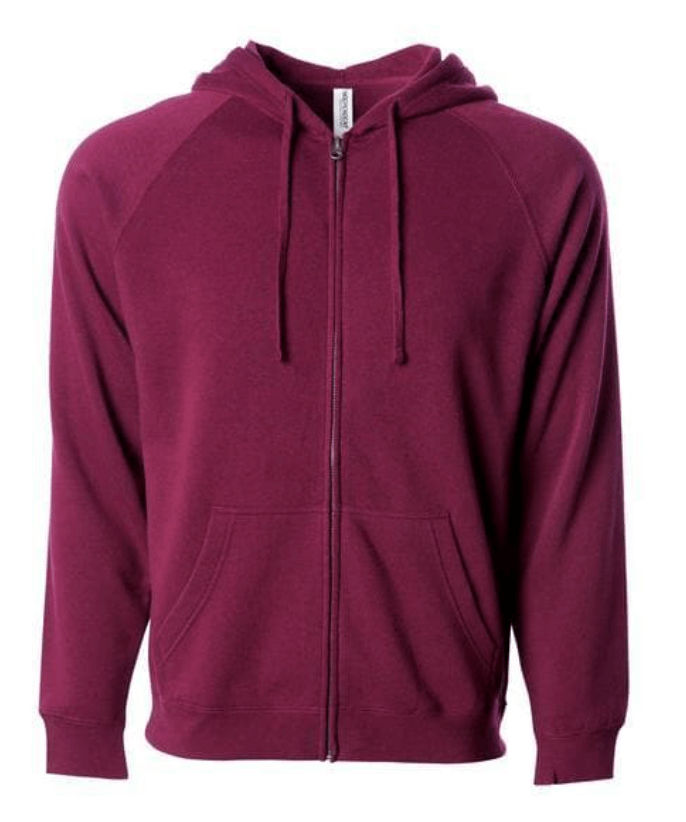 Independent Trading Co Unisex Special Blend Zip Hooded Sweatshirt in Maroon