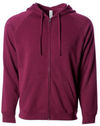 Am image of a Custom Independent Trading Co Unisex Special Blend Zip Hooded Sweatshirt in Maroon!