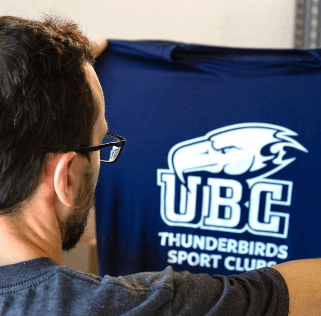 An image of a custom performance t-shirt that we printed for UBC