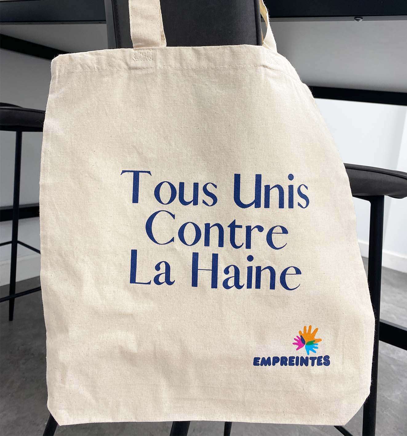 An example of a screen printed Custom Eco Friendly Tote Bags.