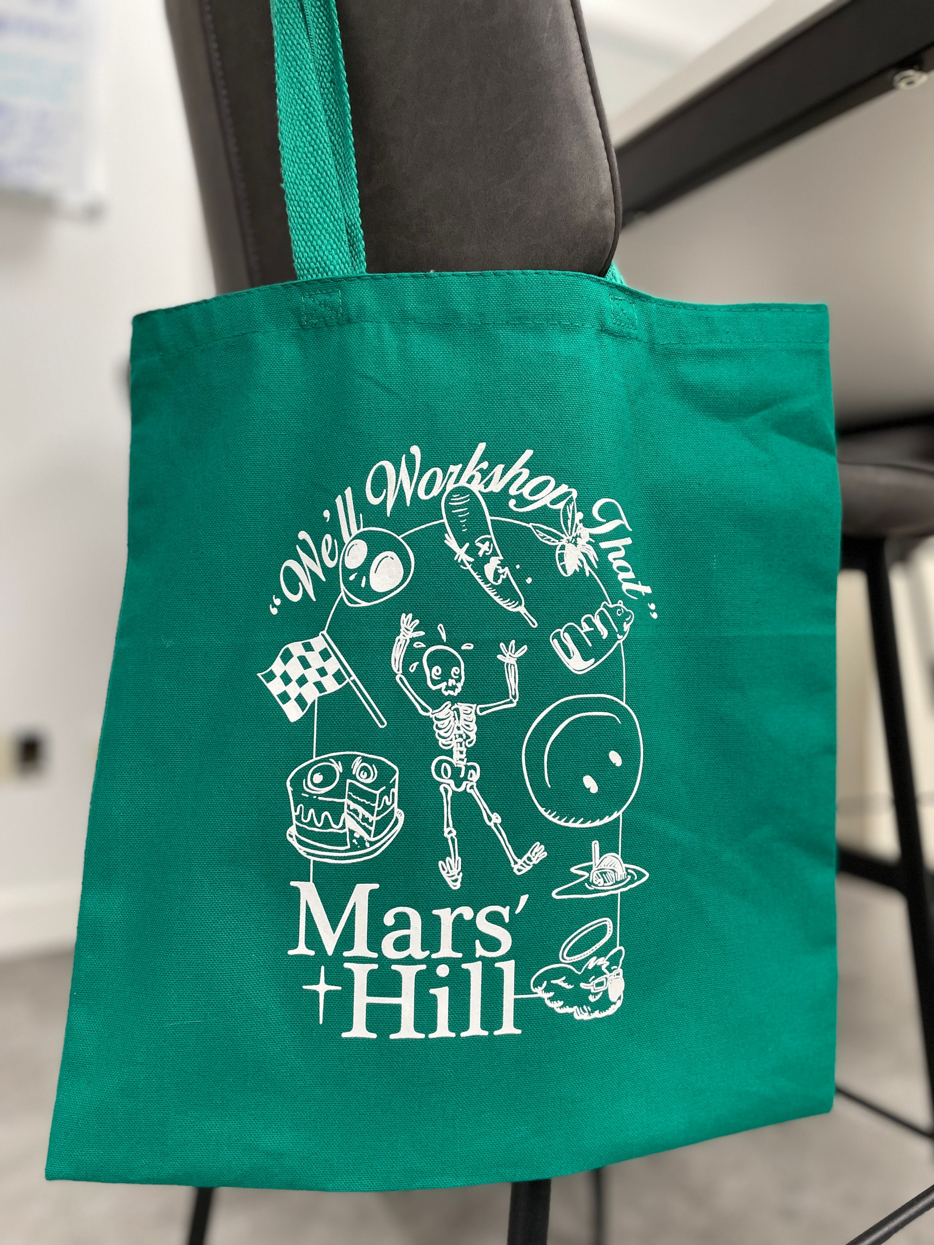Screen printed tote bag we did for a local company.