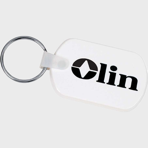 An image of a custom screen printed keychain