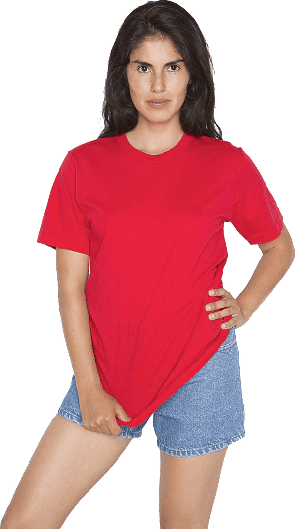 Am image of a Custom Los Angeles Apparel Classic Fine Jersey Tee in Red!
