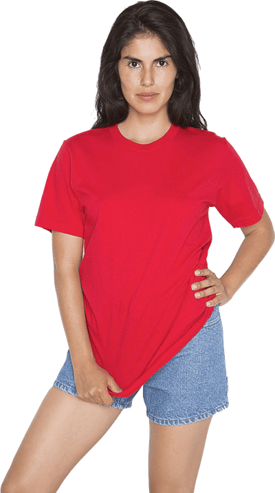Am image of a Custom Los Angeles Apparel Classic Fine Jersey Tee in Red!